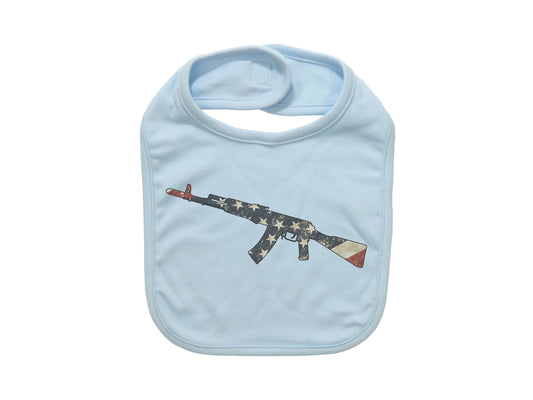 Gun Baby Bib, Patriotic Bib, Gun Flag, American Flag Bib, Baby Shower Gift, Newborn Bibs, Pregnancy Announcement, 2nd Amendment, Gun Baby - Chase Me Tees LLC