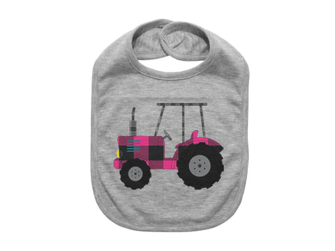 Tractor Bib, Pink Plaid Tractor, Farm Bib, Gift For Newborn, Infant Bibs, Future Farmer, Plaid Bibs, Baby Girl, Farming Baby, Country Baby - Chase Me Tees LLC