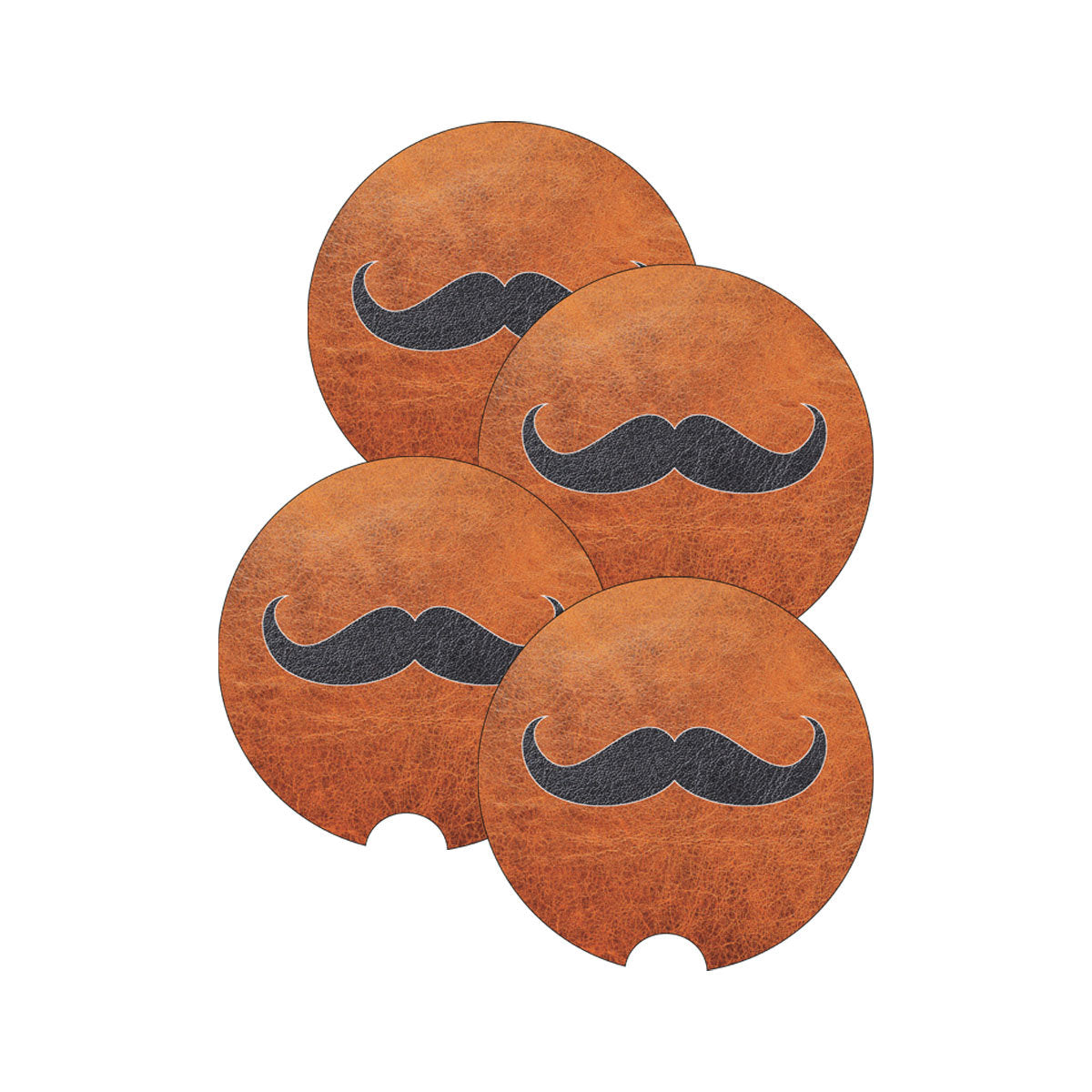 Car Coaster, Leather Mustache, Mens Car Coaster, Mustache Gift, Dad, Mustache Coaster, Car Accessories, Truck Coaster, Vehicle Accessories - Chase Me Tees LLC