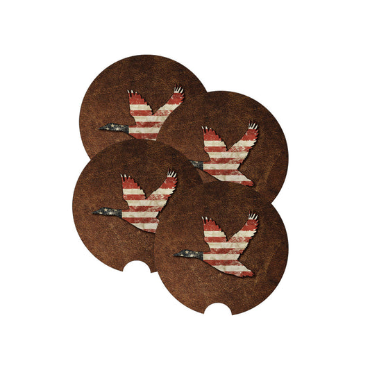Car Coaster, American Duck, Duck Hunting Gift, Waterfowl Coaster, Duck Coaster, Car Accessories, Car Gift, Truck Coaster, Car Drink Coaster - Chase Me Tees LLC