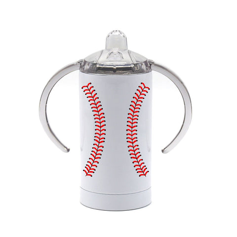 Baseball Sippy Cup, Baseball Stitches, Baby Baseball Cup, Sublimated Design, Baby Baseball Gift, Sports Sippy Cups, Future Baseball Player - Chase Me Tees LLC