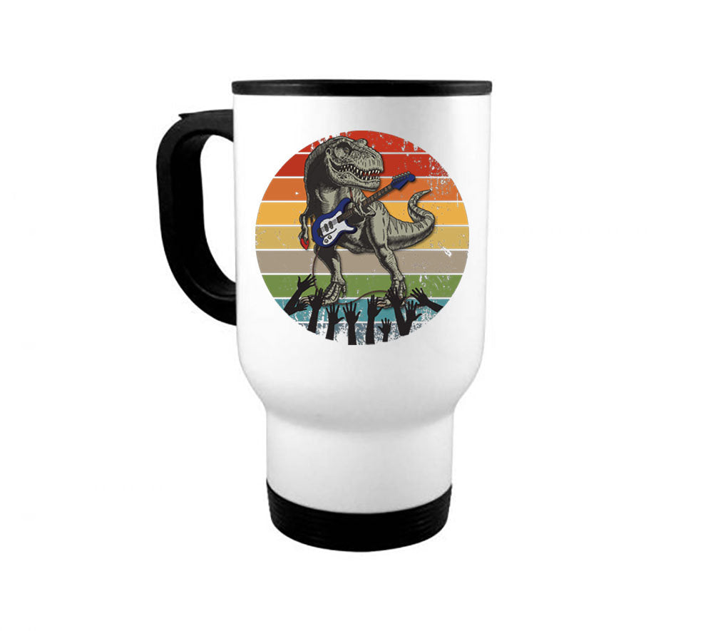 Guitar Mug, Dino Guitar, Guitarist Mug, Musician Coffee Mug, Lead Guitarist Mug, Dinosaur Playing Guitar, Guitarist Gift, Vintage Coffee Mug - Chase Me Tees LLC