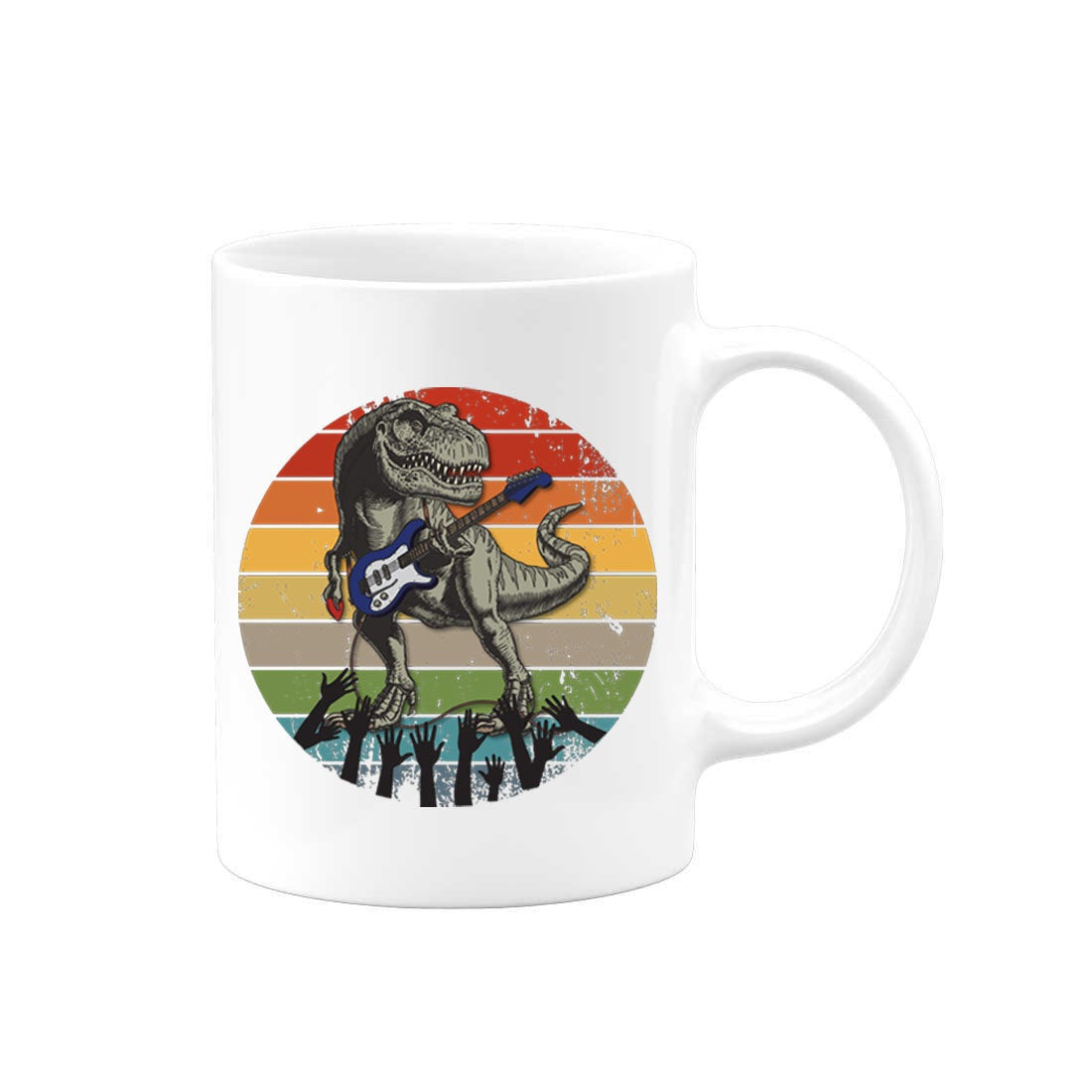 Guitar Mug, Dino Guitar, Guitarist Mug, Musician Coffee Mug, Lead Guitarist Mug, Dinosaur Playing Guitar, Guitarist Gift, Vintage Coffee Mug - Chase Me Tees LLC