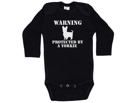 Warning Protected By A Yorkie Onesie