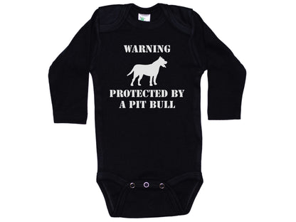 Warning Protected By A Pit Bull Onesie®