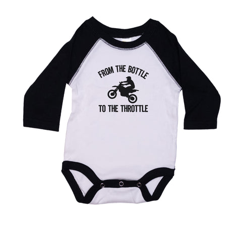 From The Bottle To The Throttle Raglan Baby Onesie