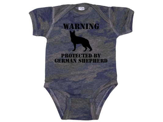 Warning Protected By A German Shepherd Camo Onesie®