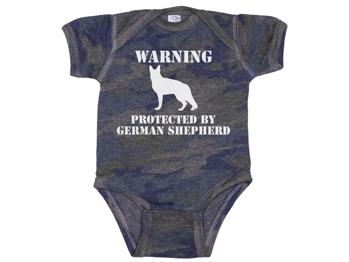 Warning Protected By A German Shepherd Camo Onesie®
