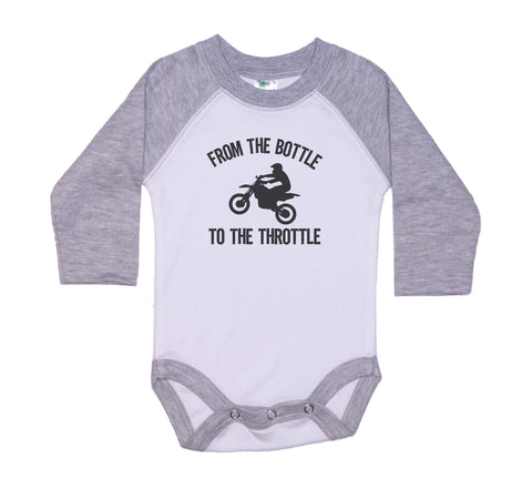 From The Bottle To The Throttle Raglan Baby Onesie