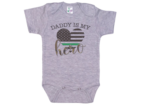 Daddy Is My Hero-Thin Green Line Onesie®