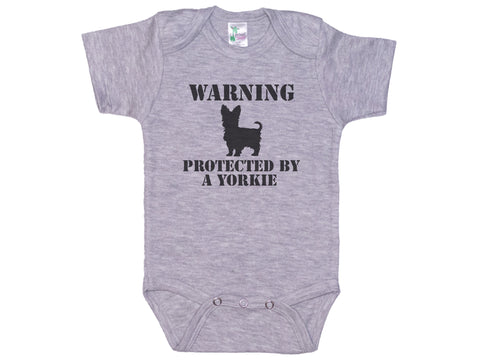 Warning Protected By A Yorkie Onesie