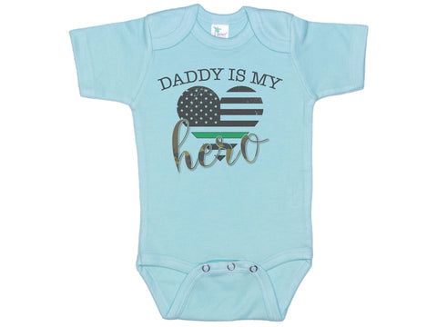 Daddy Is My Hero-Thin Green Line Onesie®