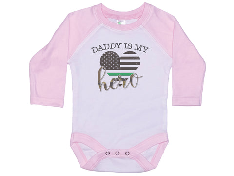 Daddy Is My Hero-Thin Green Line Onesie®