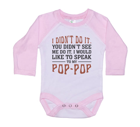 Speak To My Pop-Pop Baby Onesie