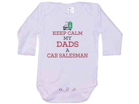 Keep Calm My Dad's A Car Salesman Onesie®
