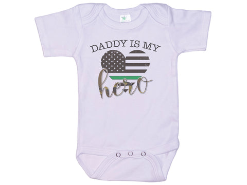 Daddy Is My Hero-Thin Green Line Onesie®