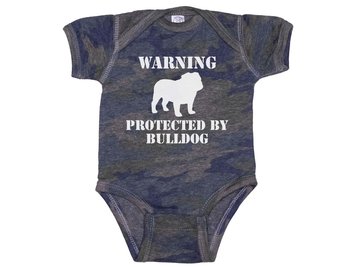 Warning Protected By A Bulldog Camo Onesie®