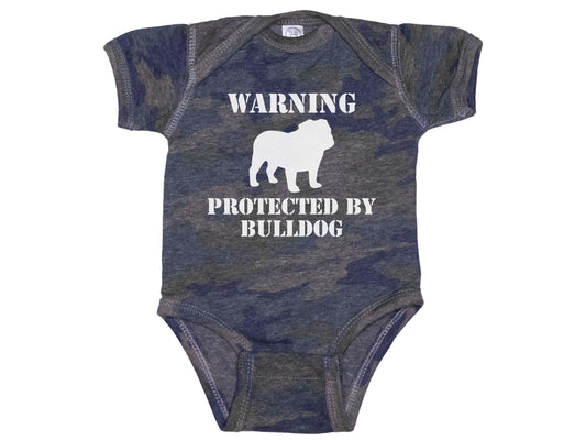 Warning Protected By A Bulldog Camo Onesie®