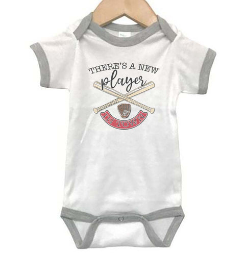 There's A New Player In Town (Baseball) Baby Onesie