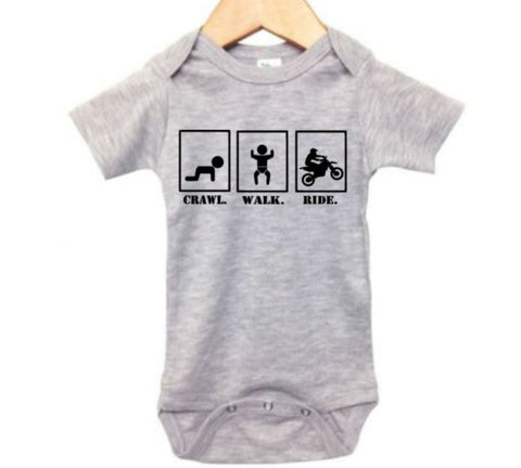 Crawl Walk Ride (Dirt Bike) Baby Onesie