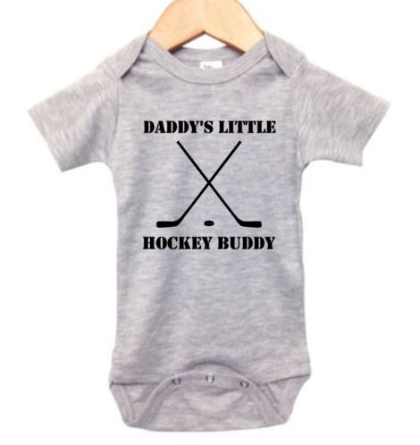 Daddy's Little Hockey Buddy Baby Onesie