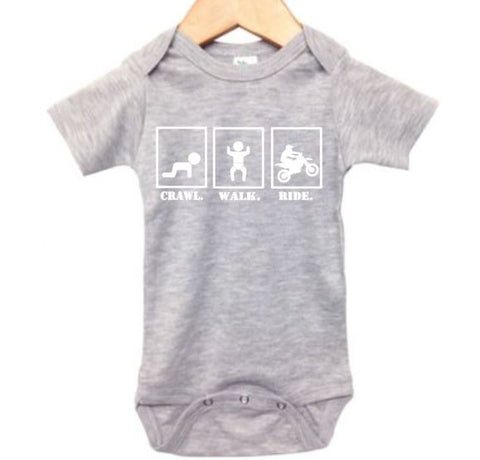 Crawl Walk Ride (Dirt Bike) Baby Onesie