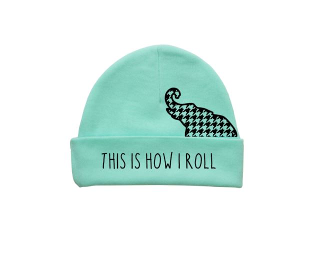 This Is How I Roll (Houndstooth Elephant) Baby Beanie