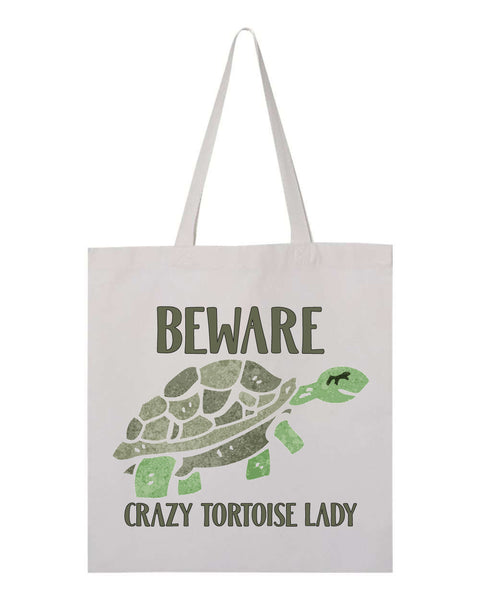 Beware Crazy Tortoise Lady Tote Bag