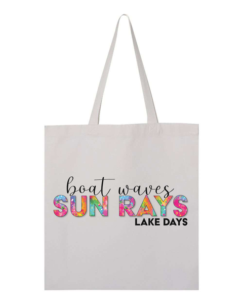 Boat Waves Sun Rays Lake Days Tote Bag