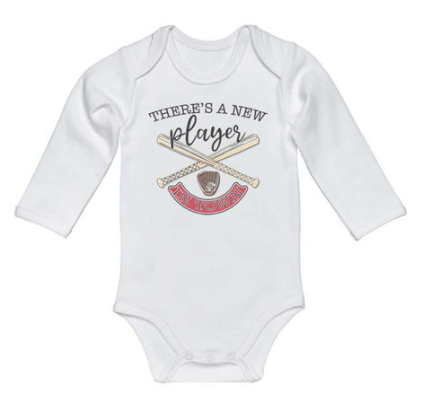 There's A New Player In Town (Baseball) Baby Onesie