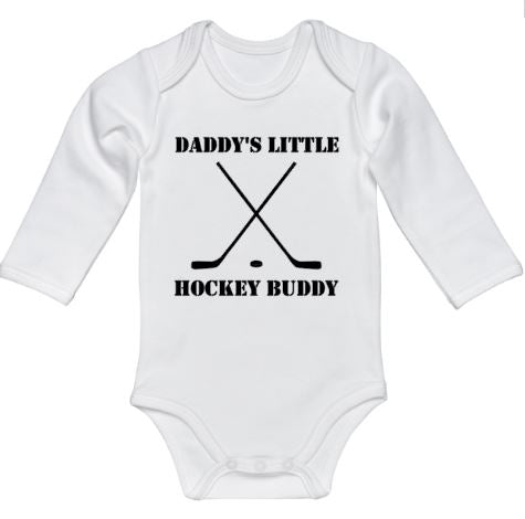 Daddy's Little Hockey Buddy Baby Onesie
