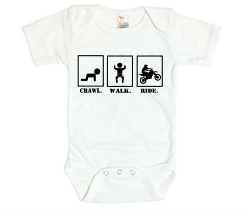 Crawl Walk Ride (Dirt Bike) Baby Onesie