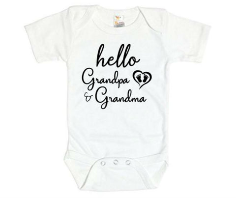 Hello Grandpa And Grandma Baby Onesie