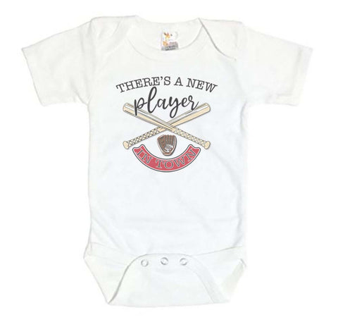 There's A New Player In Town (Baseball) Baby Onesie