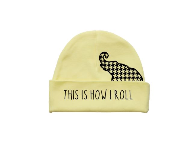 This Is How I Roll (Houndstooth Elephant) Baby Beanie