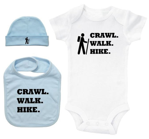 Hiking Onesie, Hiking Bundle, Baby Hiking Outfit, Baby Shower, Gift For Baby, Crawl Walk Hike, Hiking Baby, Hiking Apparel, Hike Outfit - Chase Me Tees LLC
