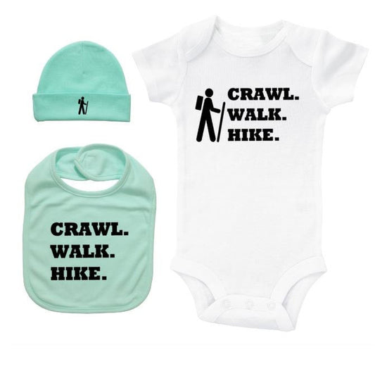 Hiking Onesie, Hiking Bundle, Baby Hiking Outfit, Baby Shower, Gift For Baby, Crawl Walk Hike, Hiking Baby, Hiking Apparel, Hike Outfit - Chase Me Tees LLC
