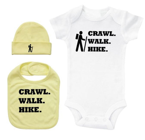 Hiking Onesie, Hiking Bundle, Baby Hiking Outfit, Baby Shower, Gift For Baby, Crawl Walk Hike, Hiking Baby, Hiking Apparel, Hike Outfit - Chase Me Tees LLC
