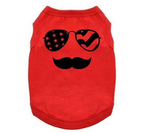 America Dog Shirt, Glasses And Mustache, 4th Of July Dog Shirt, American Dog T, Dog Shirt, Funny Puppy Clothes, Merica Dog Shirt, Dog Tee - Chase Me Tees LLC