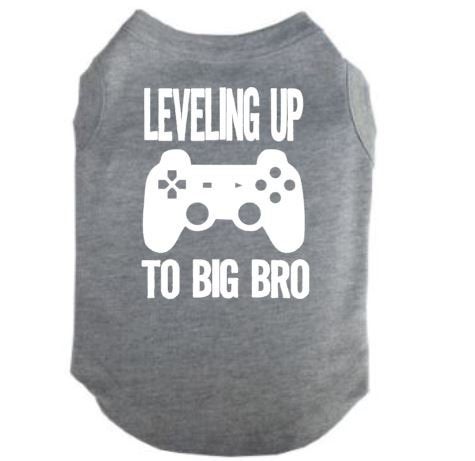 Baby Announcement Dog Shirt, Leveling Up To Big Bro, Video Game Pregnancy Reveal, Gamer Dog Shirt, Pet Apparel, Cat Pregnancy Announcement T - Chase Me Tees LLC