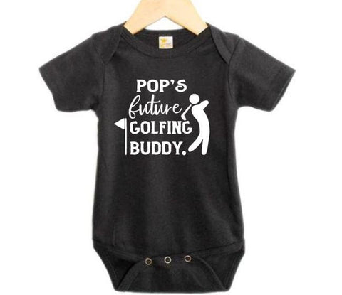 Pop's Baby Onesie, Pop's Future Golfing Buddy, Golfing Onesie, Golfing Bodysuit, Baby Announcement, Newborn Pop's Outfit, Baby Pop's Onesie - Chase Me Tees LLC