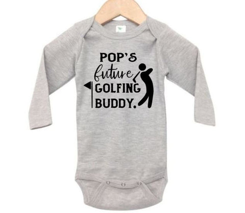 Pop's Baby Onesie, Pop's Future Golfing Buddy, Golfing Onesie, Golfing Bodysuit, Baby Announcement, Newborn Pop's Outfit, Baby Pop's Onesie - Chase Me Tees LLC