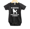 Poodle Baby Onesie, Warning Protected By A Poodle, Poodle Bodysuit, Cute Baby Apparel, Poodle Baby Romper, Trendy Baby Jumpsuit, Poodle's - Chase Me Tees LLC