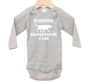 Warning Protected By A Lab, Labrador Baby Onesie, Funny Baby Outfit, Bodysuit For Newborn, Lab, Trendy Infant Outfit, Lab Onesie For Baby - Chase Me Tees LLC