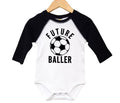 Soccer Onesie, Future Baller, Newborn Soccer Outfit, Futbol Onesie, Raglan Onesie, Soccer Bodysuit, Soccer Romper, Baby Shower Gift, Soccer - Chase Me Tees LLC