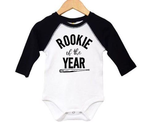 Baseball Onesie, Rookie Of The Year, Baseball Bodysuit, Baby Baseball, Raglan Baseball Onesie, Newborn Baseball, Infant Baseball, Baseball - Chase Me Tees LLC