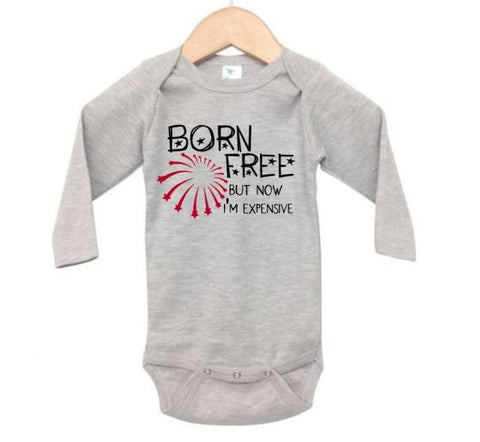 4th Of July Baby Onesie, Born Free But Now I'm Expensive, 4th Of July Onesie, July 4th Bodysuit, Infant Romper, Newborn Bodysuit, Cute Baby - Chase Me Tees LLC