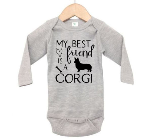 Corgi Onesie, My Best Friend Is A Corgi, Newborn Corgi, Baby Corgi Outfit, Corgi Apparel, Infant Corgi Romper, Corgi Baby Romper, Creeper - Chase Me Tees LLC
