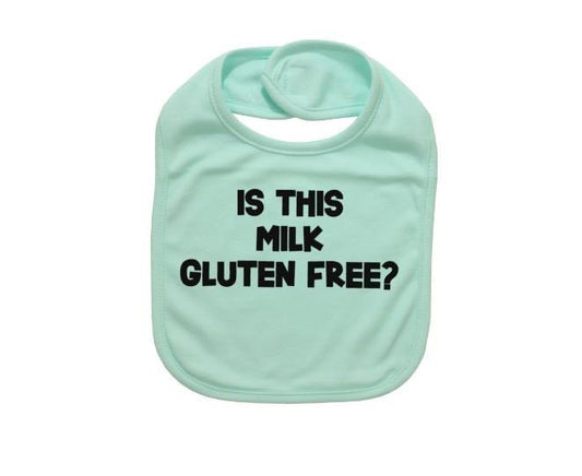 Vegan Baby, Baby Bib, Baby Shower Gift, Is This Milk Gluten Free, Newborn Vegan, Infant Vegan, Gluten Free Baby, Newborn Bib, Gift For Baby - Chase Me Tees LLC