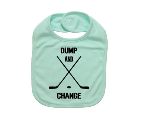 Baby Hockey Bib, Dump And Change. Baby Shower, Gift For Baby, Newborn Bib, Funny Infant Bib, Hockey Baby, Hockey Bibs, Cute Newborn Bibs - Chase Me Tees LLC